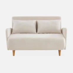 Sofá-cama em tecido bouclé, 2 lugares