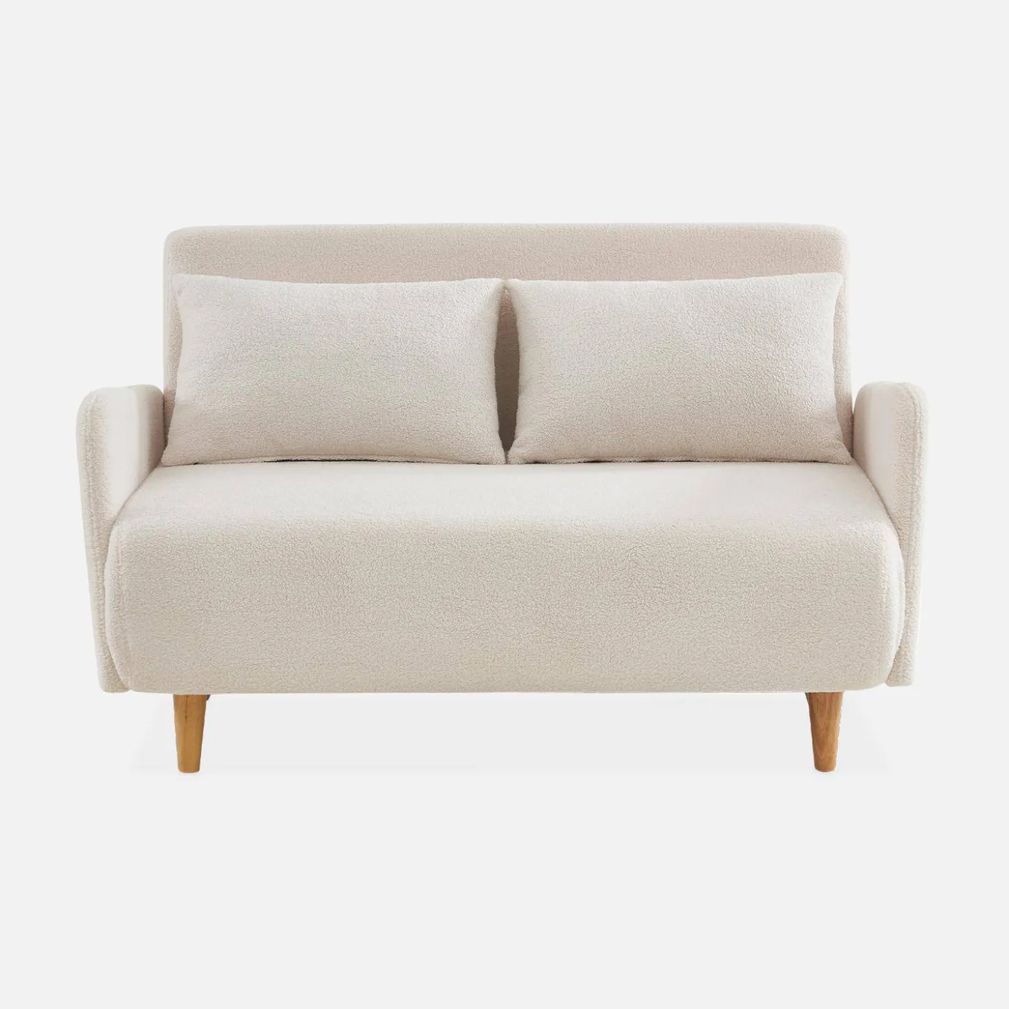 Sofá-cama em tecido bouclé, 2 lugares