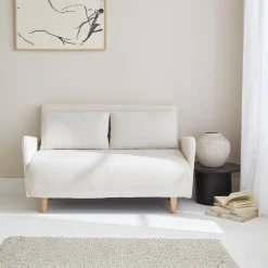 Sofá-cama em tecido bouclé, 2 lugares