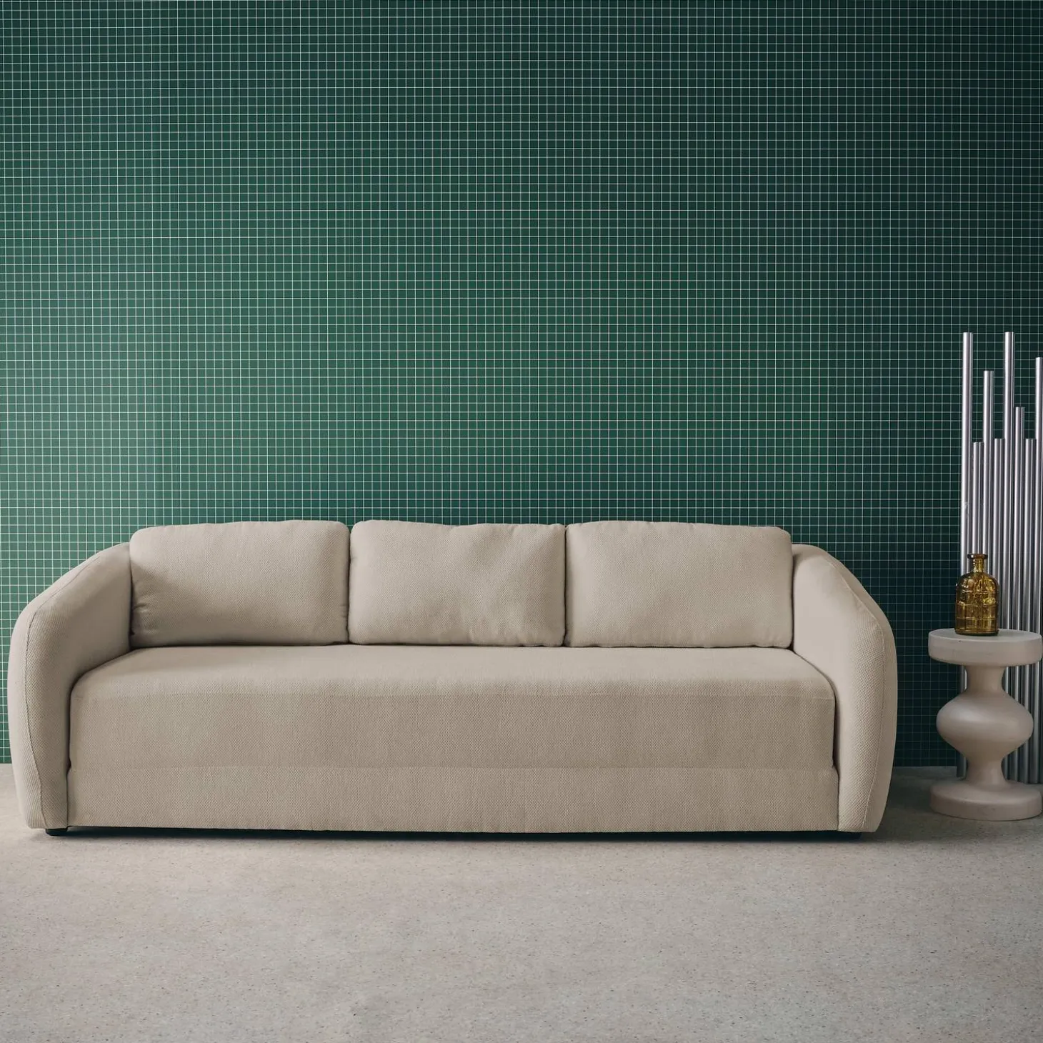 Sofá-cama em tecido chenille, 3 lugares