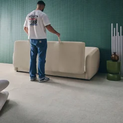 Sofá-cama em tecido chenille, 3 lugares