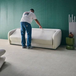 Sofá-cama em tecido chenille, 3 lugares