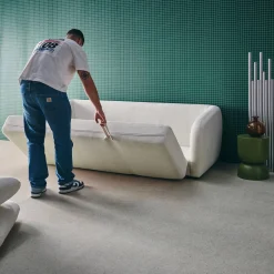 Sofá-cama em tecido chenille, 3 lugares