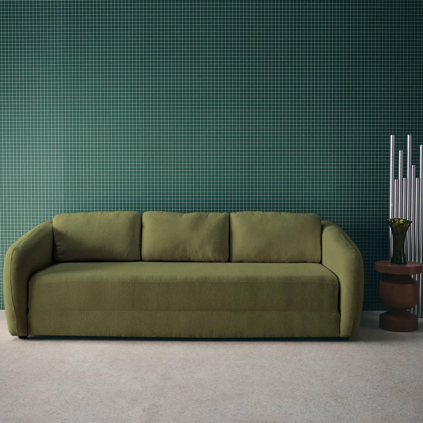 Sofá-cama em tecido chenille, 3 lugares