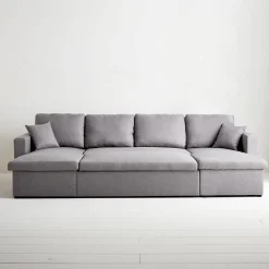 Sofá-cama em tecido com arrumação, 4 lugares