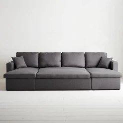 Sofá-cama em tecido com arrumação, 4 lugares