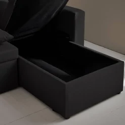 Sofá-cama em tecido com arrumação, 4 lugares