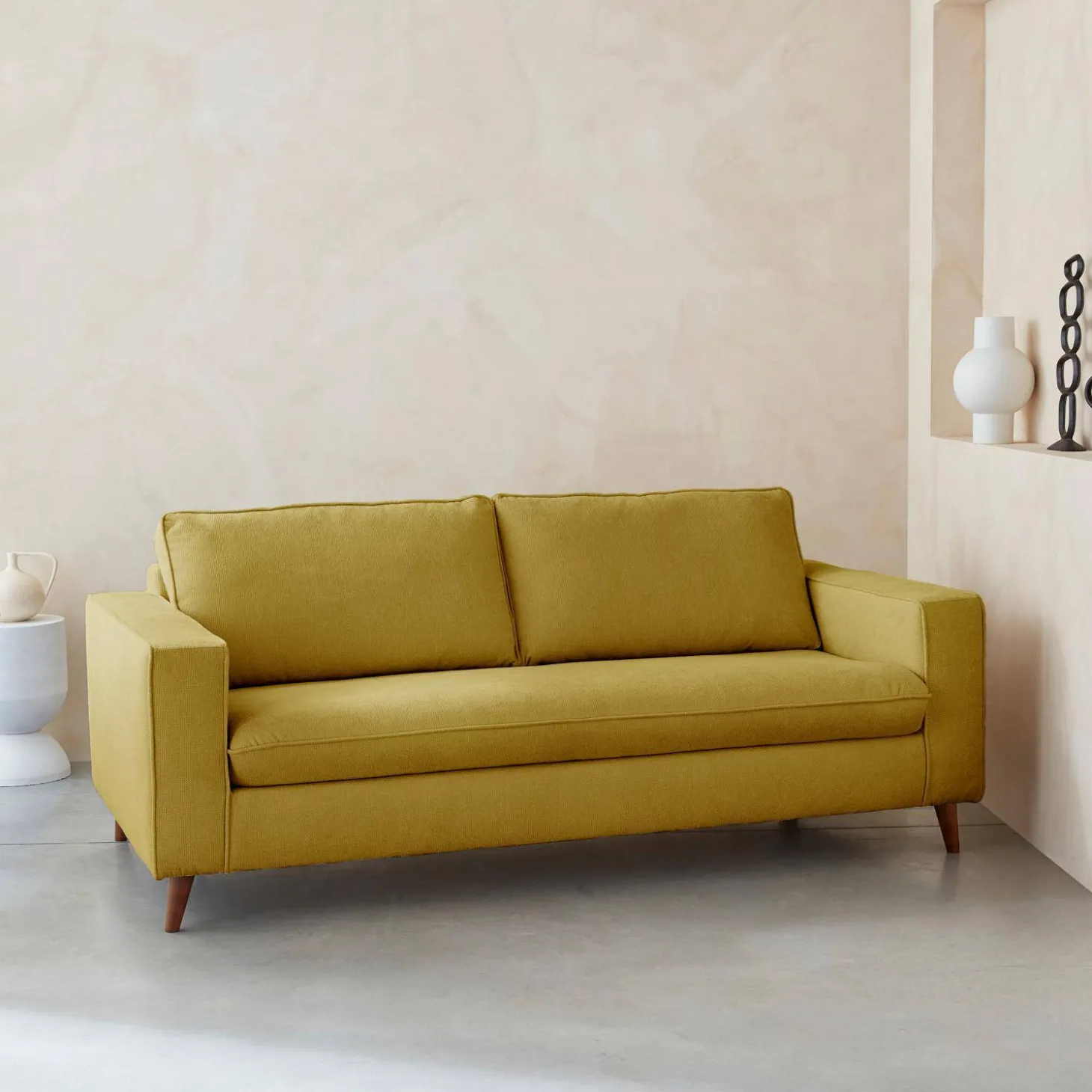 Sofá-cama em tecido com colchão, 3 lugares