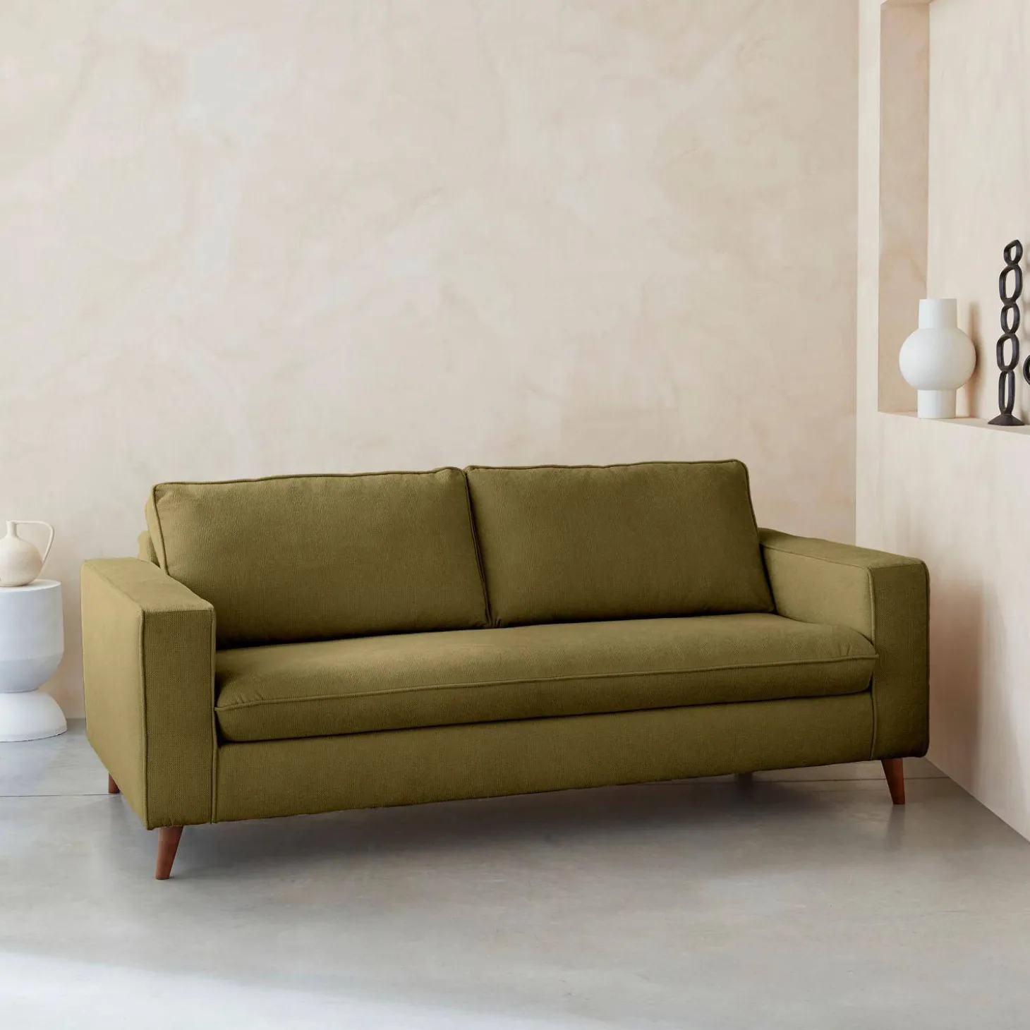 Sofá-cama em tecido com colchão, 3 lugares