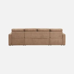 Sofá-cama em veludo canelado com arrumação, 4 lugares