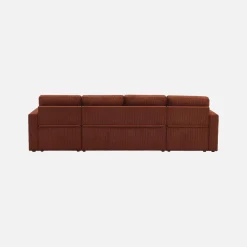 Sofá-cama em veludo canelado com arrumação, 4 lugares