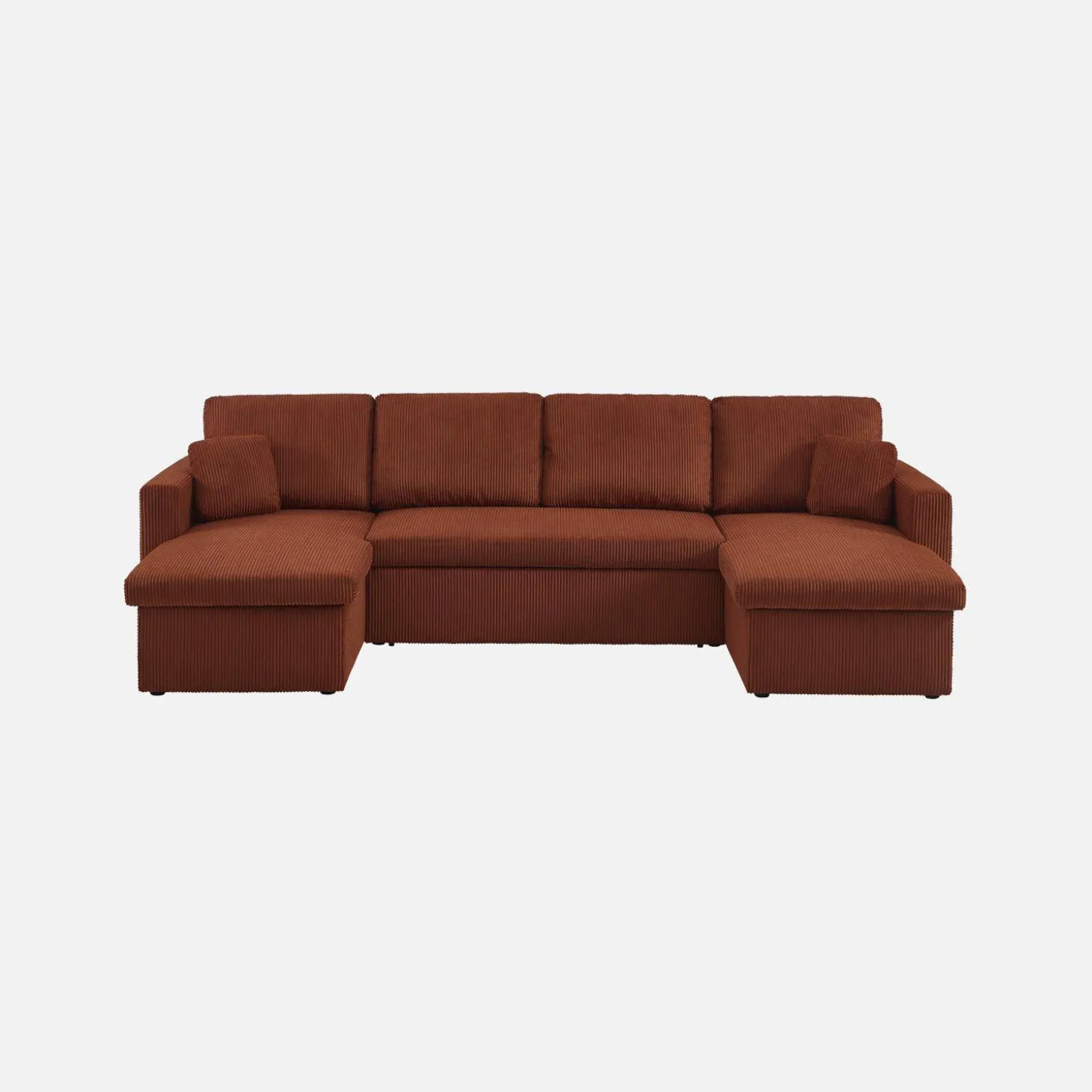 Sofá-cama em veludo canelado com arrumação, 4 lugares