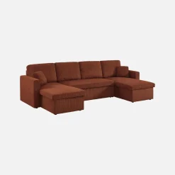 Sofá-cama em veludo canelado com arrumação, 4 lugares