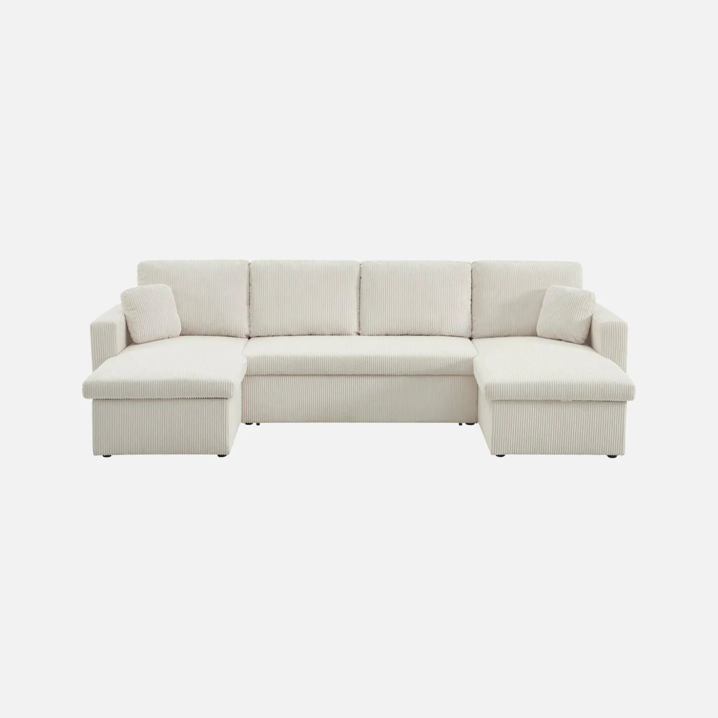 Sofá-cama em veludo canelado com arrumação, 4 lugares