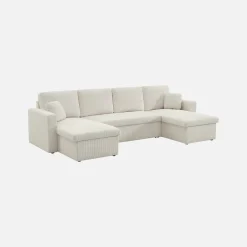 Sofá-cama em veludo canelado com arrumação, 4 lugares