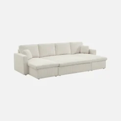 Sofá-cama em veludo canelado com arrumação, 4 lugares