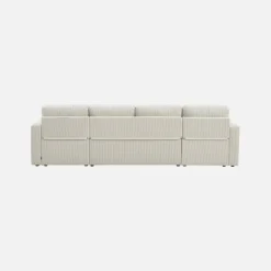 Sofá-cama em veludo canelado com arrumação, 4 lugares