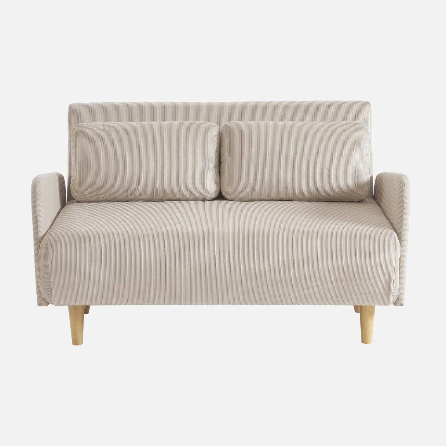 Sofá-cama em veludo canelado fino, 2 lugares