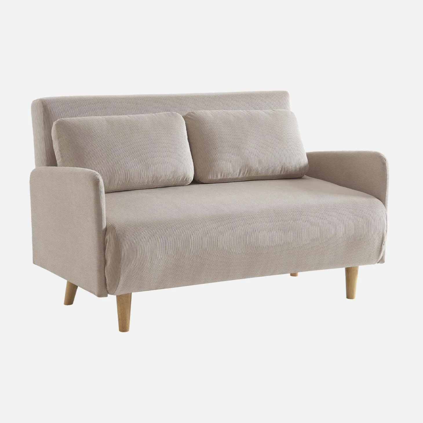 Sofá-cama em veludo canelado fino, 2 lugares