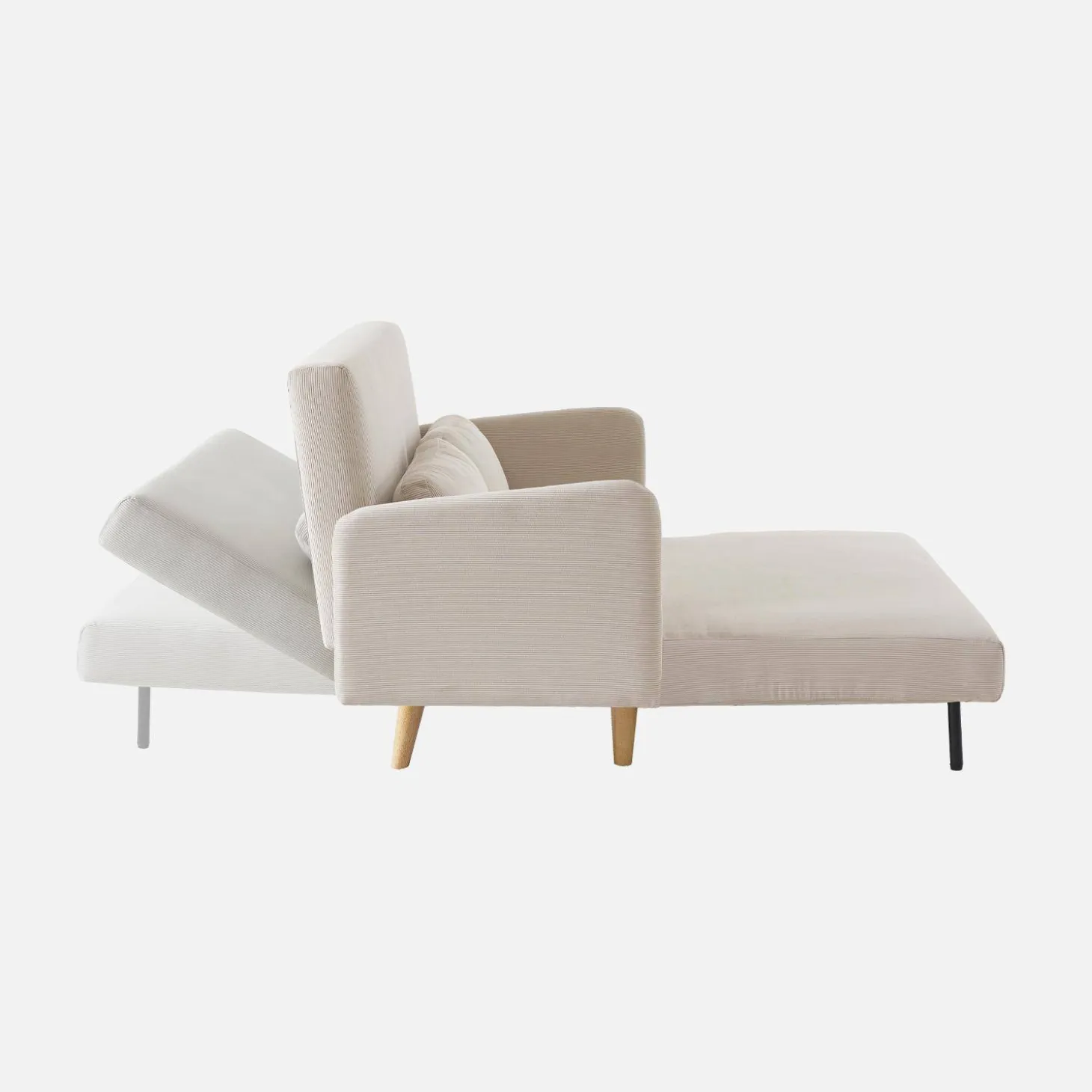 Sofá-cama em veludo canelado fino, 2 lugares