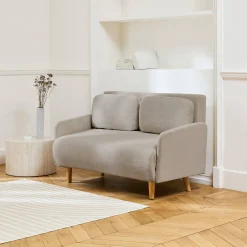 Sofá-cama em veludo canelado fino, 2 lugares