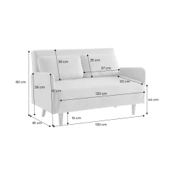Sofá-cama em veludo canelado fino, 2 lugares