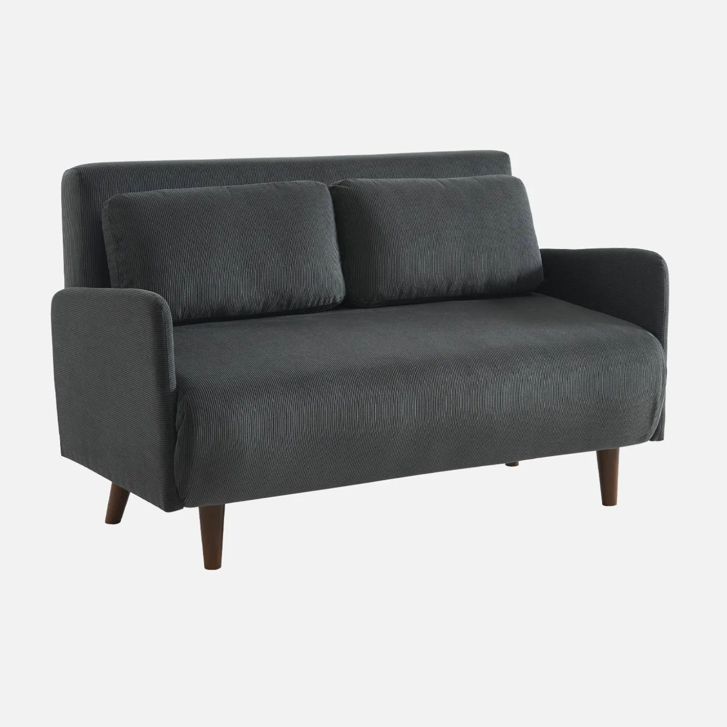 Sofá-cama em veludo canelado fino, 2 lugares