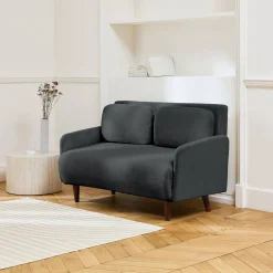 Sofá-cama em veludo canelado fino, 2 lugares