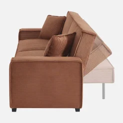 Sofá-cama em veludo canelado grosso, 3 lugares