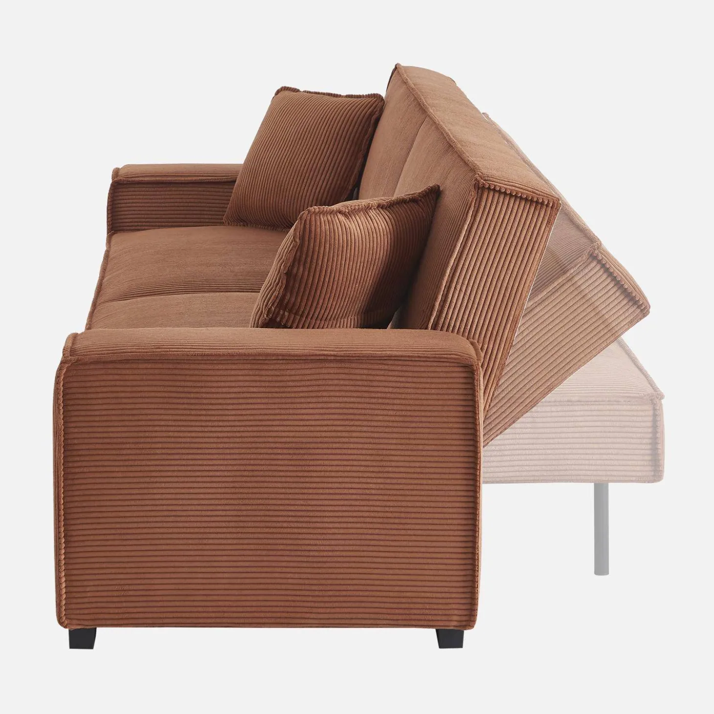 Sofá-cama em veludo canelado grosso, 3 lugares