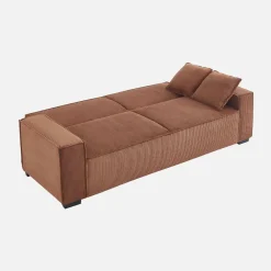 Sofá-cama em veludo canelado grosso, 3 lugares