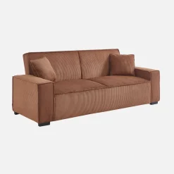 Sofá-cama em veludo canelado grosso, 3 lugares