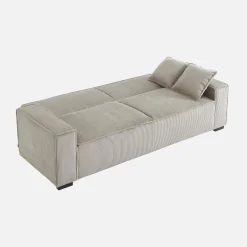 Sofá-cama em veludo canelado grosso, 3 lugares
