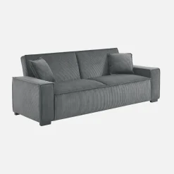 Sofá-cama em veludo canelado grosso, 3 lugares