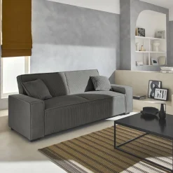 Sofá-cama em veludo canelado grosso, 3 lugares