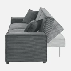 Sofá-cama em veludo canelado grosso, 3 lugares