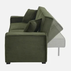 Sofá-cama em veludo canelado grosso, 3 lugares