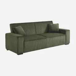 Sofá-cama em veludo canelado grosso, 3 lugares