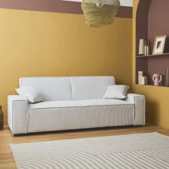 Sofá-cama em veludo canelado grosso, 3 lugares