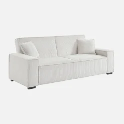 Sofá-cama em veludo canelado grosso, 3 lugares