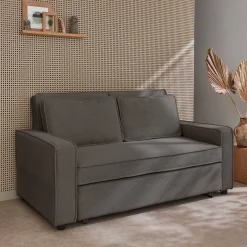 Sofá-cama em veludo canelado, 2 lugares