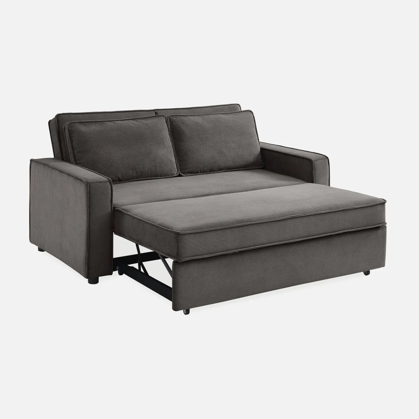 Sofá-cama em veludo canelado, 2 lugares
