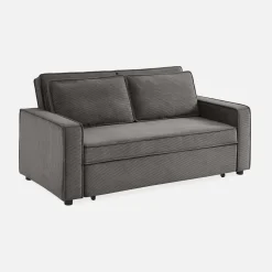 Sofá-cama em veludo canelado, 2 lugares