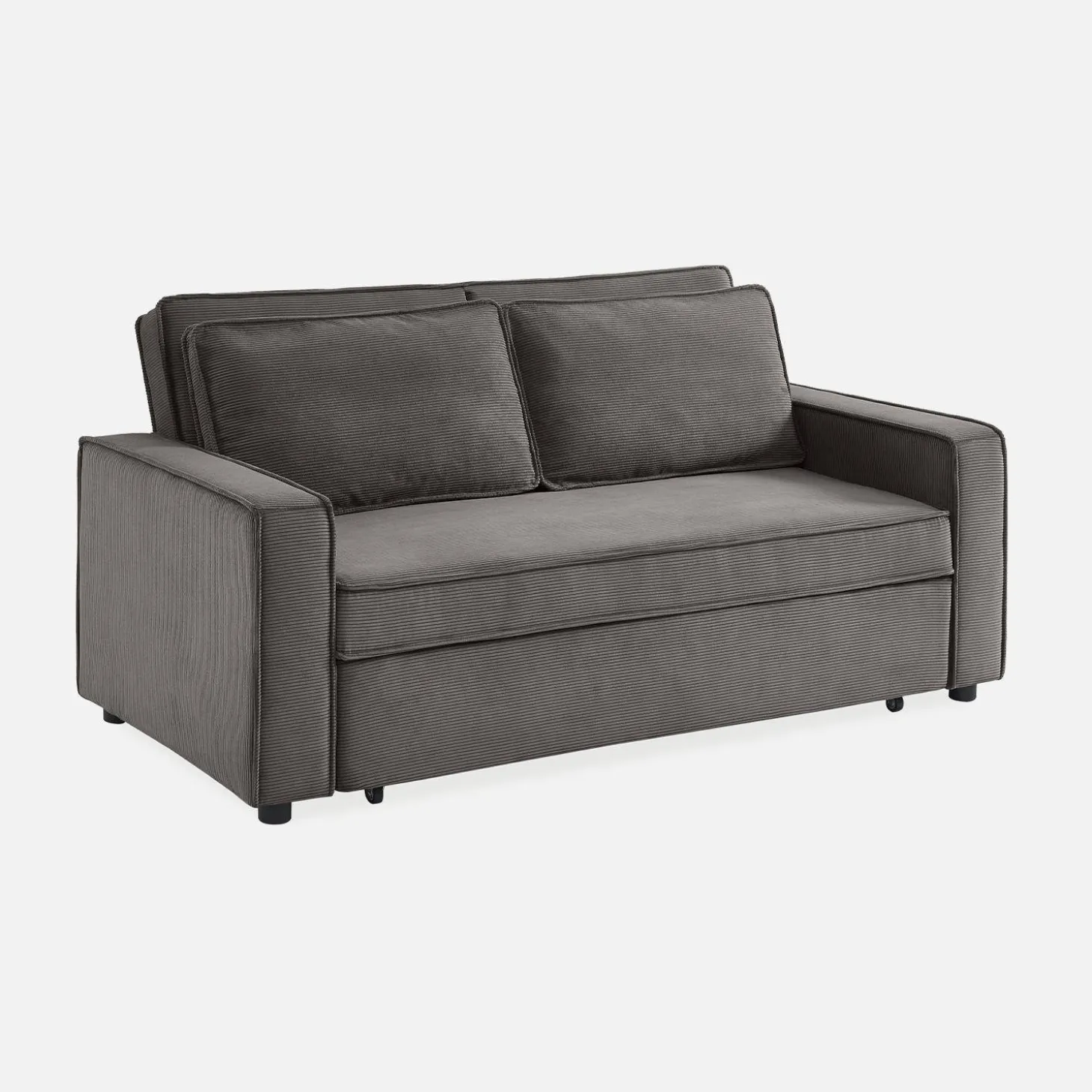 Sofá-cama em veludo canelado, 2 lugares