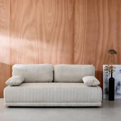 Sofá-cama em veludo canelado, 3 lugares