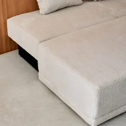 Sofá-cama em veludo canelado, 3 lugares