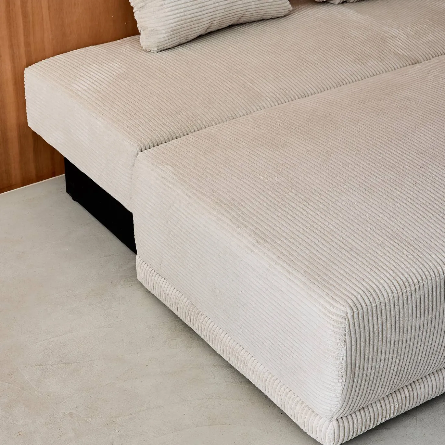 Sofá-cama em veludo canelado, 3 lugares