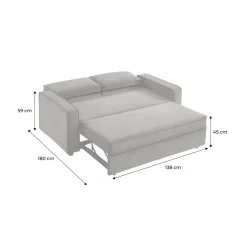 Sofá-cama em veludo canelado, 2 lugares