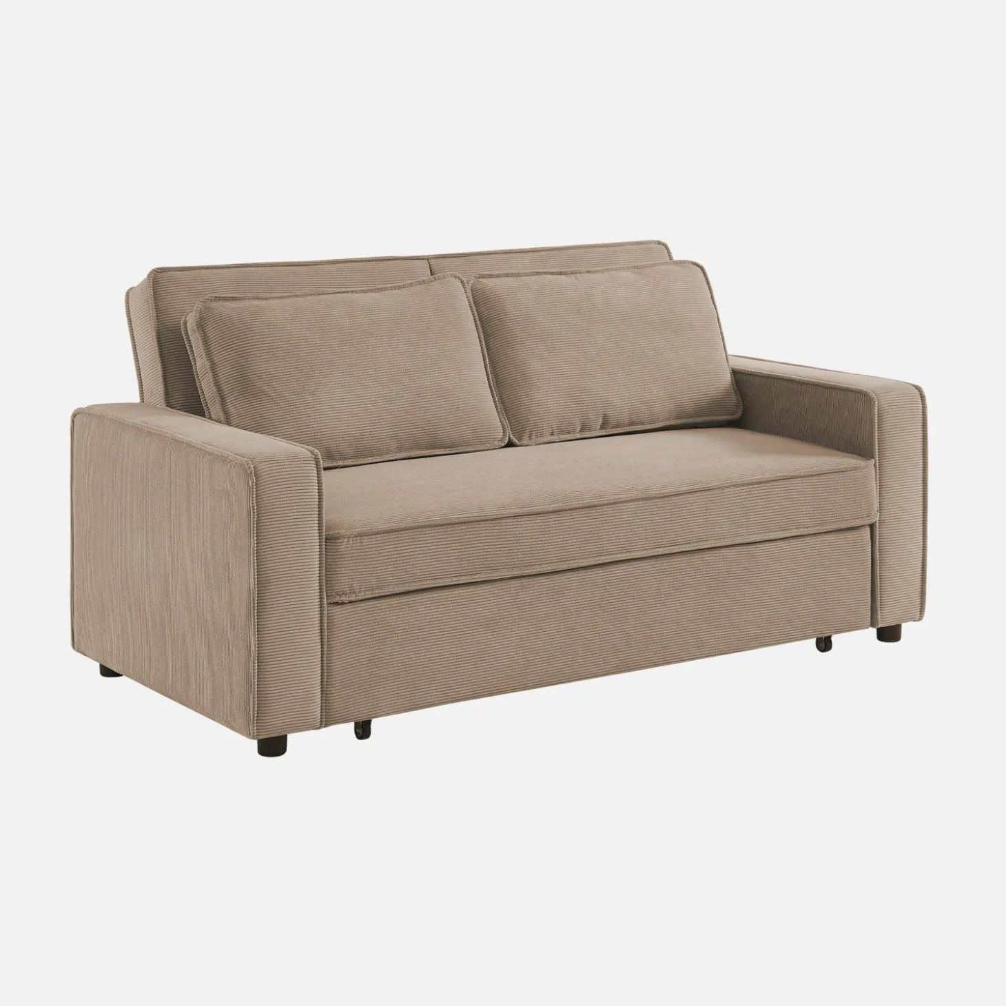 Sofá-cama em veludo canelado, 2 lugares