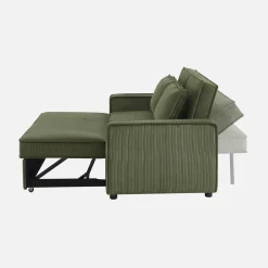 Sofá-cama em veludo canelado, 2 lugares